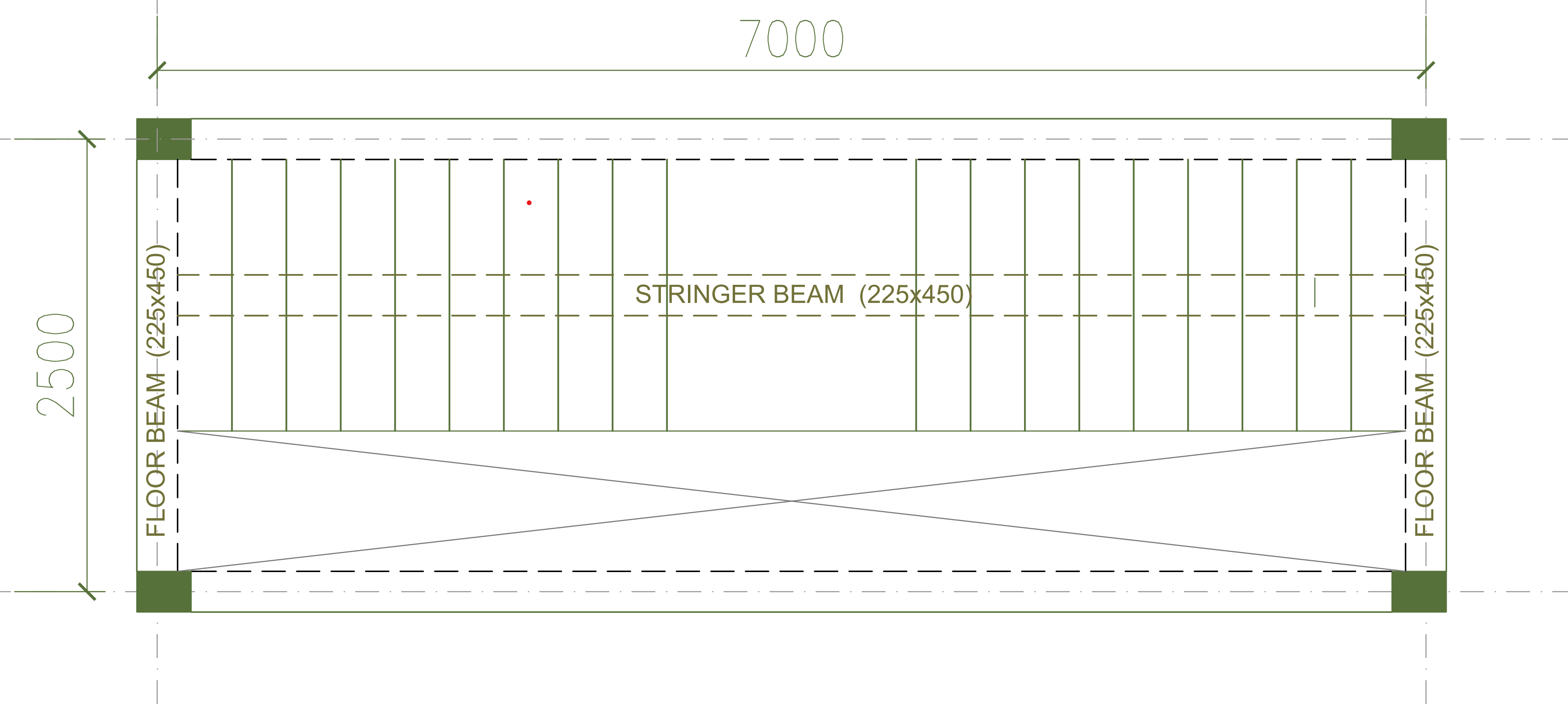 shows the plan of the staircase requiring stringer beam