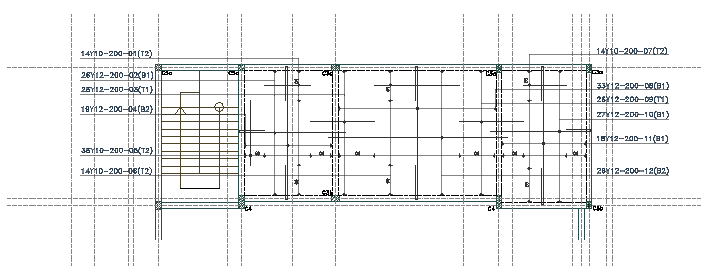 shows a section of a reinforced concrete floor slab in a structural drawing