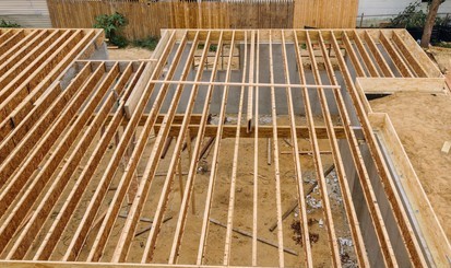 shows a timber joists in a timber frame