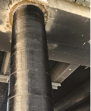shows a fibre reinforced wrapped concrete column