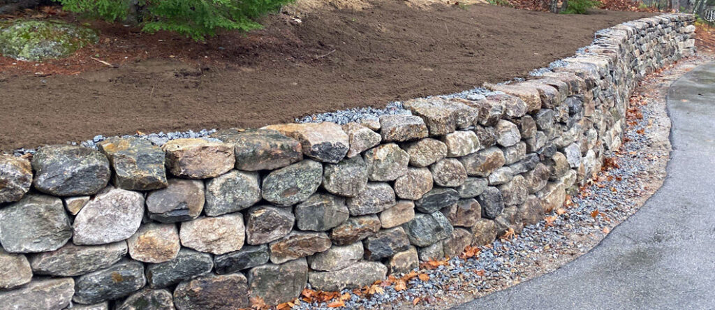 shows a masonry retaining wall