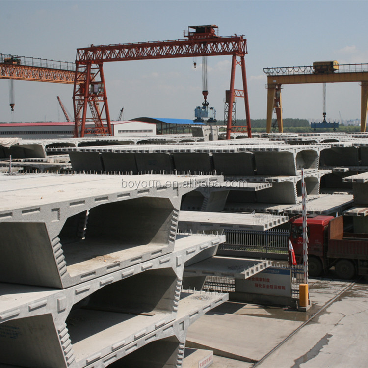 shows units of a segmental precast bridge in storage