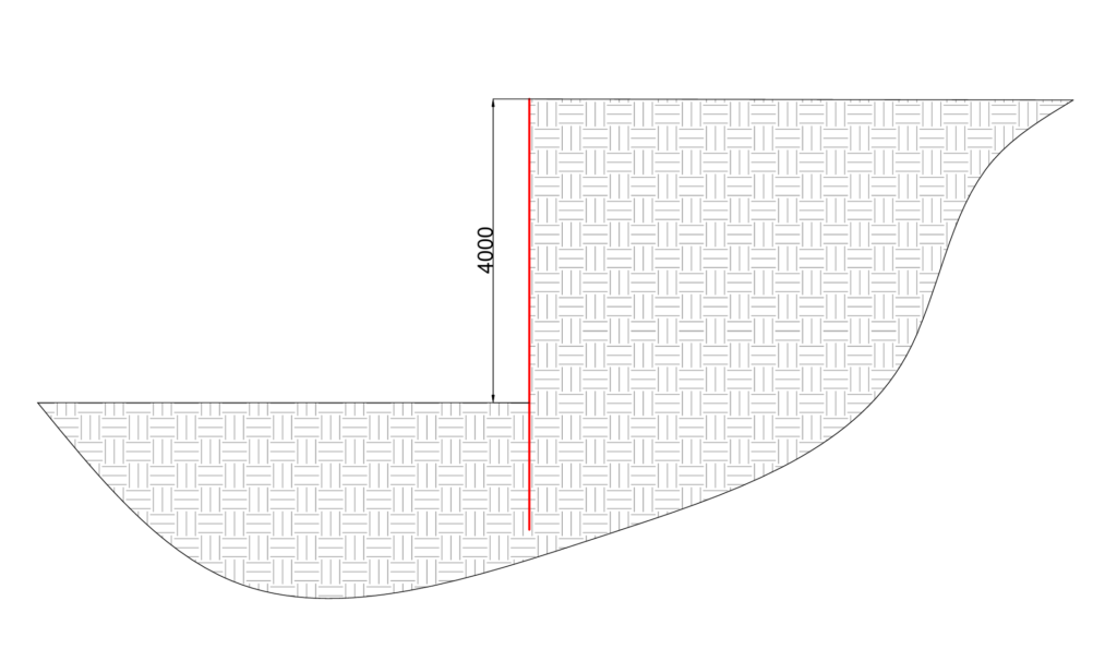 figure shows the embedded retaining walls