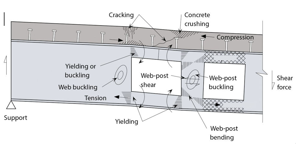 failure modes of steel beams with web openings 